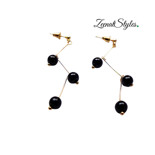 ZTS New Luxury Black Small Doted Ear Ring For Womens