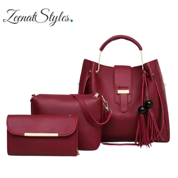 Zeenat Style 3 piece PU Leather Hand Bag and Shoulder Bag ZTS-CR-019