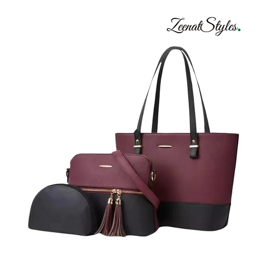Zeenat Style New Luxury 3 IN 1 Ladies PU Leather Handbags ZTS-CR-018