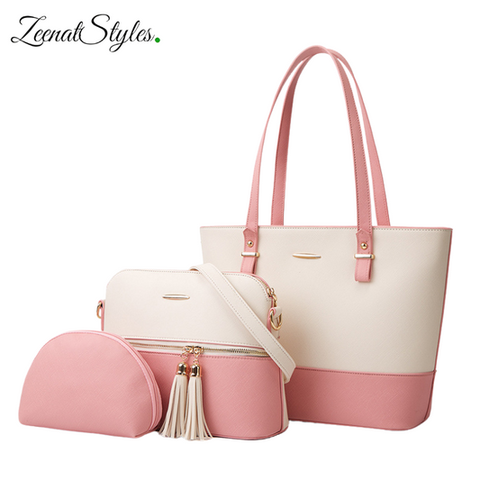 Dynamics Trendy Ladies Fashion Handbag 3Pcs In 1 Set PU Leather For Women Large Capacity Bags