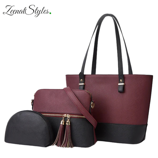 Dynamics Trendy Ladies Fashion Handbag 3Pcs In 1 Set PU Leather For Women Large Capacity Bags